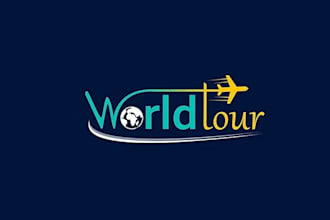 do modern travel agency resort beach adventure tourism logo