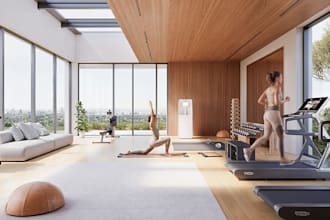 design luxury home gym interior fitness room yoga studio pilates room interior