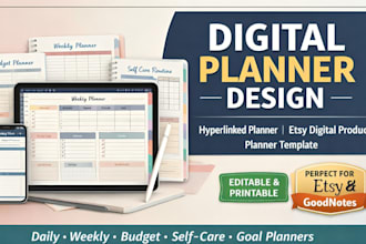 digital planner hyperlinked planner etsy digital planner and digital journal