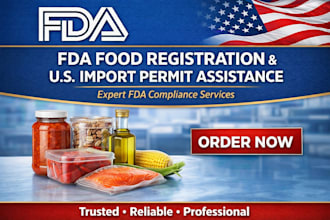 handle fda facility registration, food, drug, cosmetic and US import permit