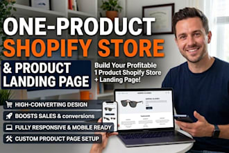 create 1 product shopify store and product landing page on shopify