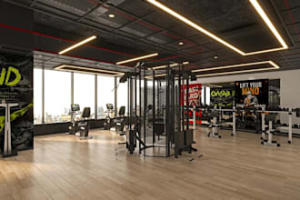 design luxury fitness studio interior workout gym layout commercial gym render