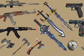 create 3d asset 3d weapon 3d cosplay dagger 3d props 3d sword spear for printing
