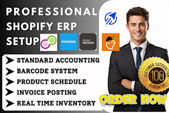 setup shopify erp netsuite mrpeasy pickware xorosoft odoo mango upseller fulfil