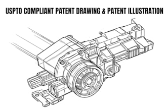 draw uspto utility patent drawing, patent illustration and technical line art