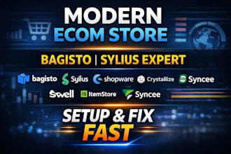 setup bagisto sylius swell itemstore shopware syncee crystallize ecommerce store