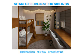 design a beautiful shared bedroom for siblings