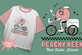 create bold retro character illustration for clothing brand