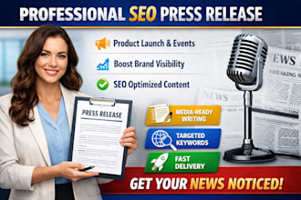 write a professional SEO press release for product launch, business and event