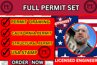 full permit  set,mep permit,structural permit,california permit,stamp drawing