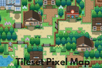 do 2d top down pixel art tileset rpg game map art character asset tile map