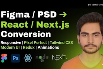 convert your figma or PSD to react or nextjs using tailwind CSS
