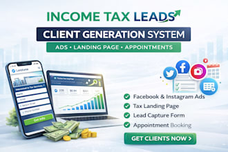 generate income tax leads tax landing page and tax sales funnel with fb, ig