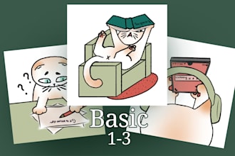 create a series of simple cute illustrations