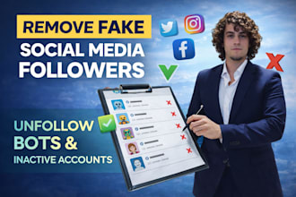 manually unfollow instagram, twitter, facebook bots or delete posts