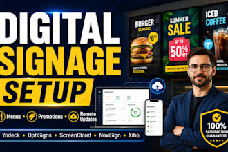 design and set up digital signage and menu boards for your business