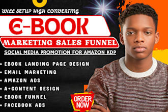 setup ebook marketing sales funnel, ebook landing page, promotion for amazon kdp