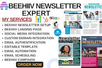 setup beehiiv newsletter, website and email automation