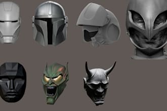 design 3d cosplay helmet mask 3d armor props 3d weapon for 3d printing