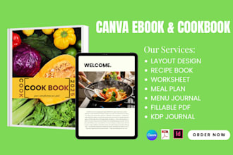 write, design canva cookbook recipes book meal and diet plan cookbook formatting