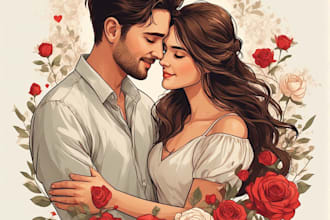 create a valentine custom couple portrait