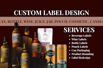 do label design, wine label, can, beer, whiskey, gin, juice, bottle label design