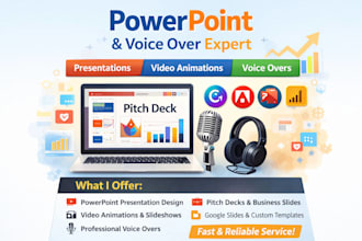 create quick powerpoint presentation google slides video animation voice over