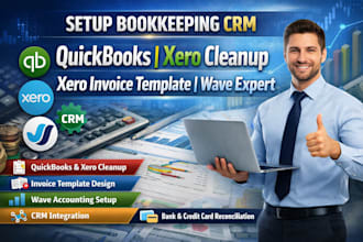 setup bookkeeping crm quickbooks xero cleanup xero invoice template wave expert