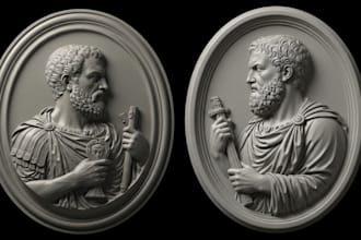 sculpt 3d bas relief 3d coin model medallion cnc laser engraving for 3d printing