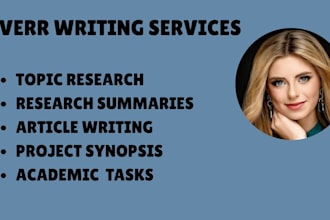 do research, summaries, articles, tasks, and project synopsis writing