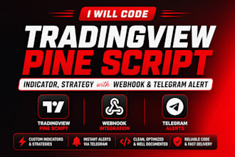 code tradingview pine script indicator, strategy with webhook and telegram alert