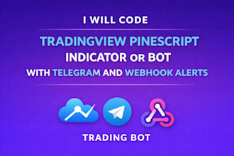 code tradingview pinescript indicator or bot with telegram and webhook alerts