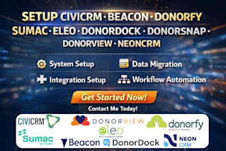 setup civicrm beacon donorfy sumac eleo donordock donorsnap donorview neoncrm