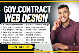 design government contract website, wix, wordpress business website bid proposal