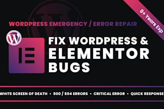 fix wordpress elementor bugs, white screen and errors