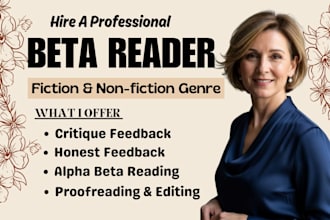 be romance beta reader, mystery, fantasy beta reader, and offer inline comment