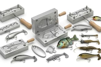 design and model custom fish lures, baits design 3d printed mold scanning to cad