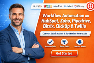 twillo clickup hubspot pipedrive  bitrix clickup   zapier workflow automation