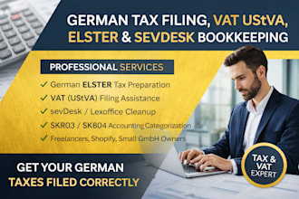 prepare german tax filing, vat ustva, elster and sevdesk bookkeeping