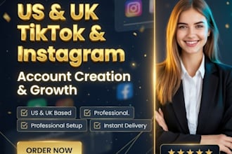 create USA UK tiktok and instagram account with warmup