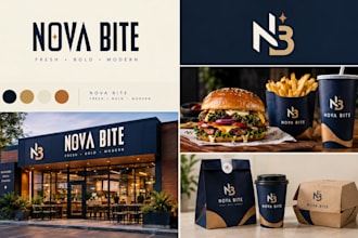 do food logo, restaurant branding, cafe packaging design and full brand identity