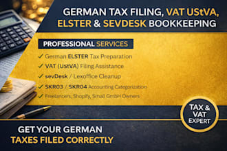 prepare german tax filing, vat ustva, elster and sevdesk bookkeeping