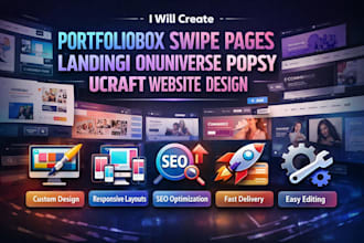 create portfolio box swipe pages landing onuniverse posy ucraft website design