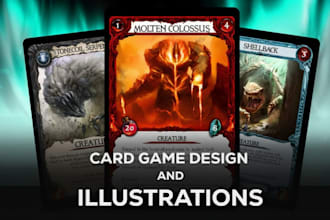 create unique card game illustrations for tcg, board, or tabletop games