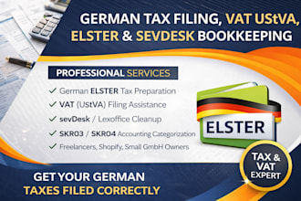 prepare german tax filing, vat ustva, elster and sevdesk bookkeeping