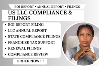 file boi report, llc annual report and compliance filings for any US state
