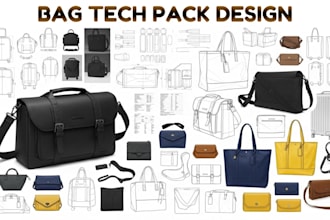 create bag tech pack for handbag backpack wallets purses ready for manufacturing