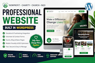 design a nonprofit, charity, church, or ngo website in wordpress
