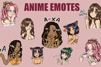 draw custom anime twitch emotes or discord stikers for you