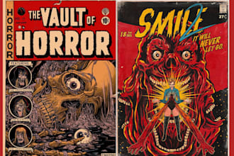 do retro comic horror movie poster halloween 80s 90s gothic art film poster